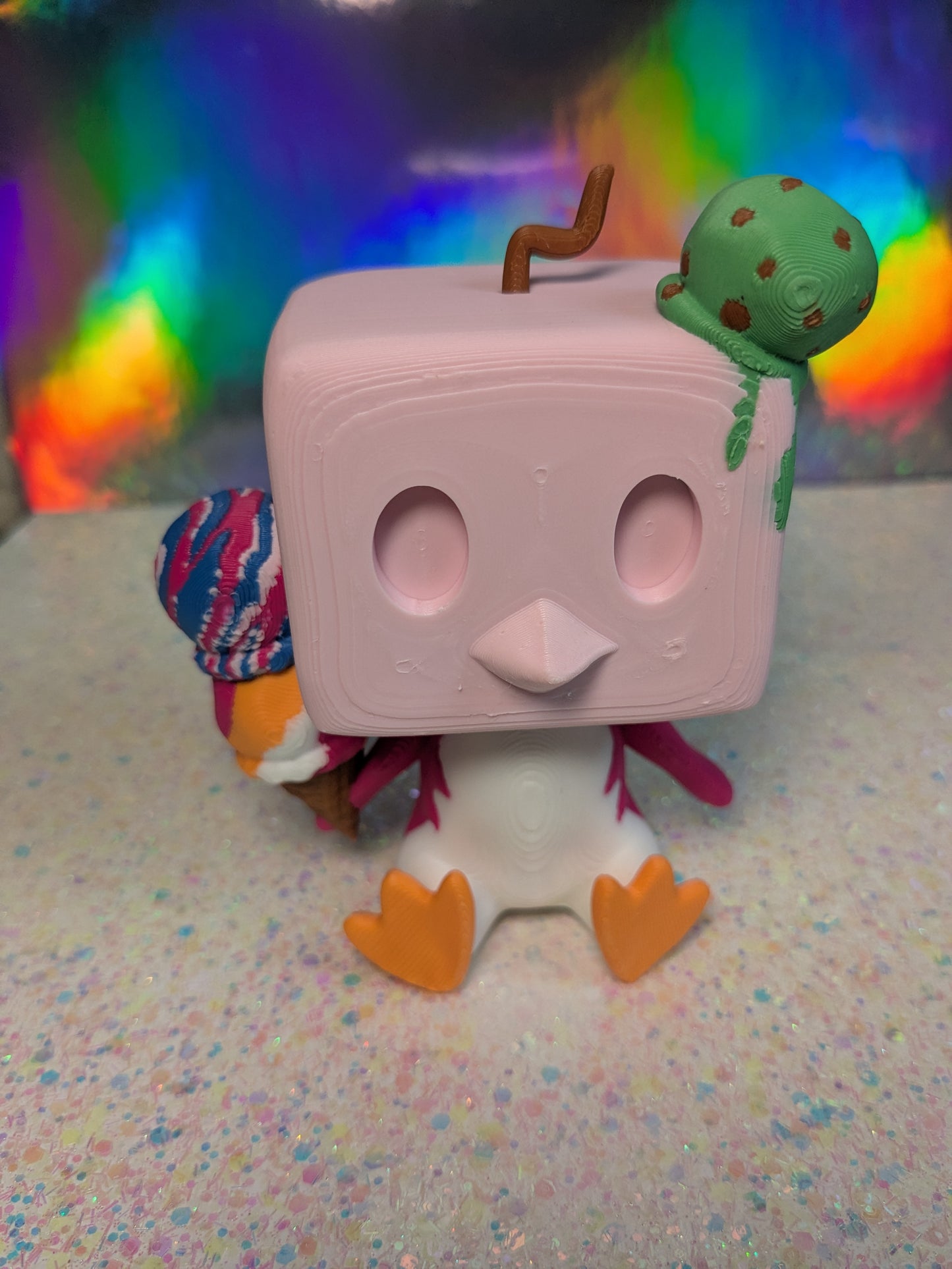 Bigger Penguin Cube with Ice Cream Figure