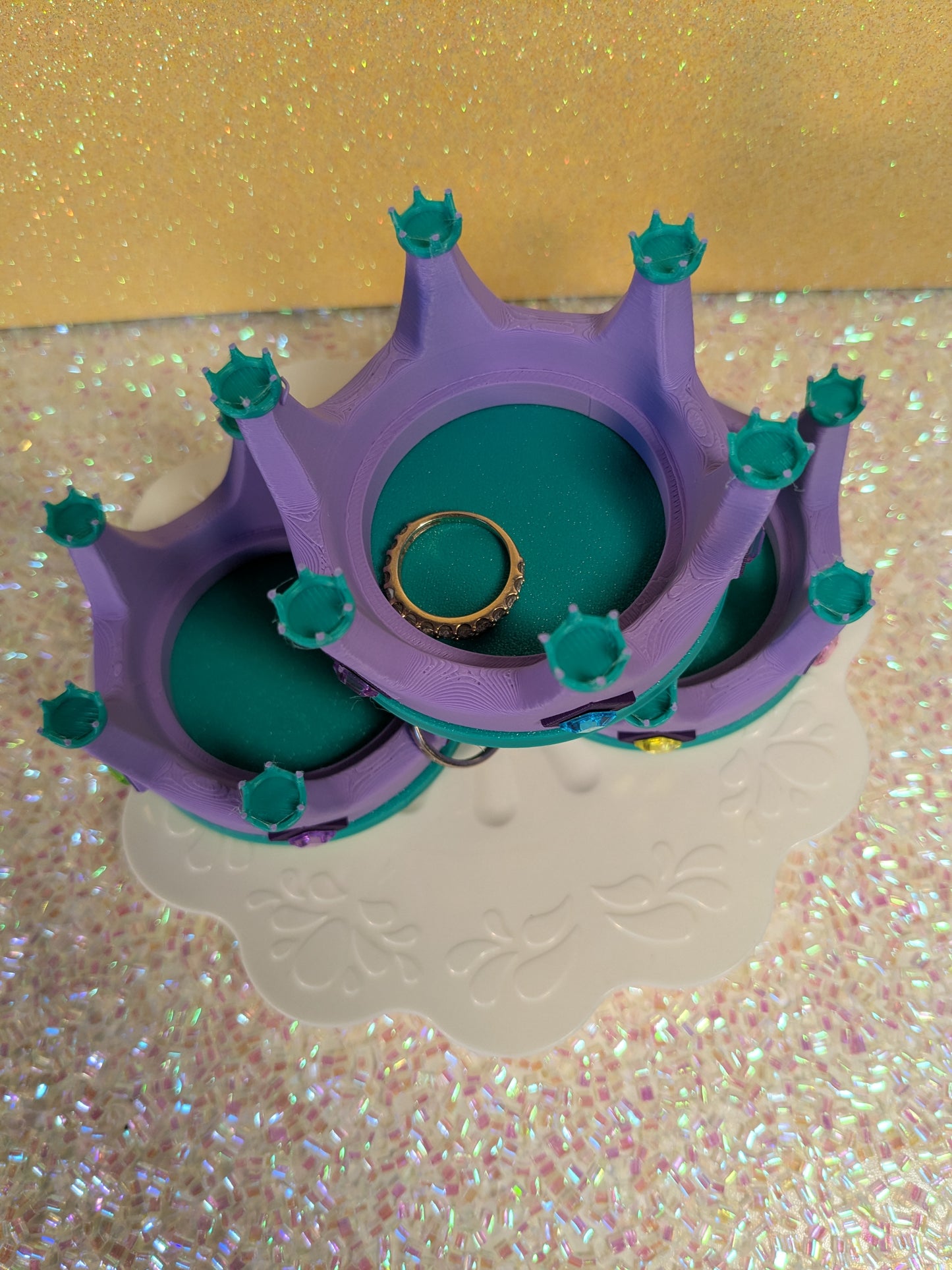 Bejeweled Crown Ring Holder