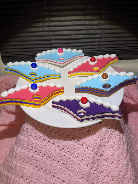 colorful layered cakes that are book accessories